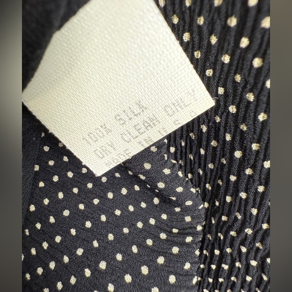 Carolina Herrera Blouse Size 12 Black/White Long Sleeve Polka Dot Top Shirt - Picture 5 of 5